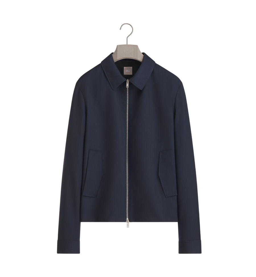 Dior Zipped Jacket — Blue Striped Virgin Wool Twill
