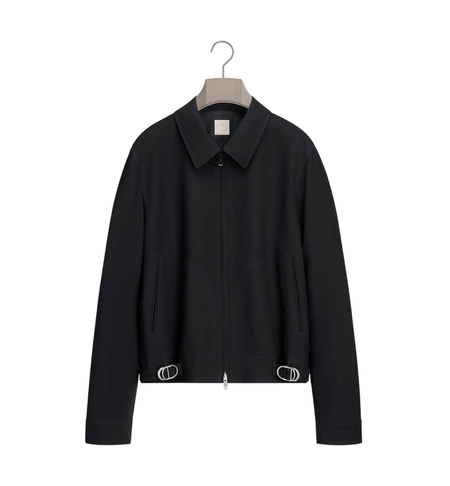 Dior Zipped Jacket with CD Buckles — Black Virgin Wool