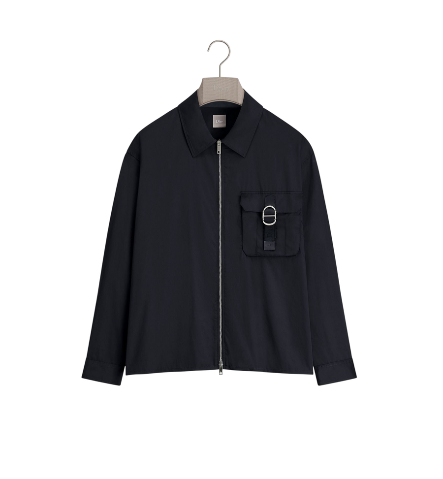 Dior Zipped Overshirt with CD Buckle — Black Silk Blend