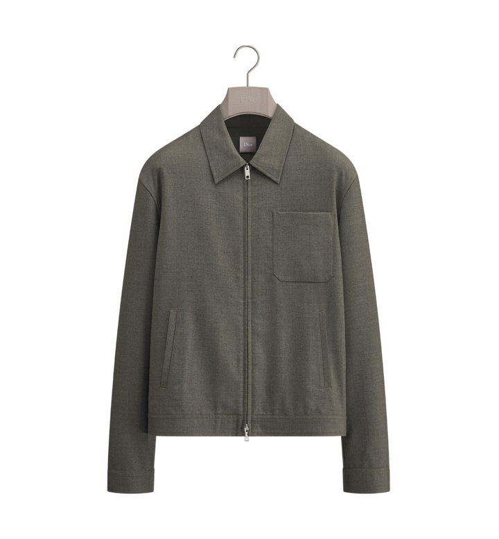Dior Zipped Shirt — Khaki Virgin Wool Blend [white-bg-v2:a70a6dec-ca68-49e2-8291-602339bfb229]
