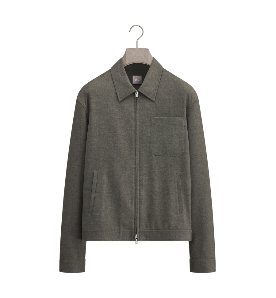 Dior Zipped Shirt — Khaki Virgin Wool Blend