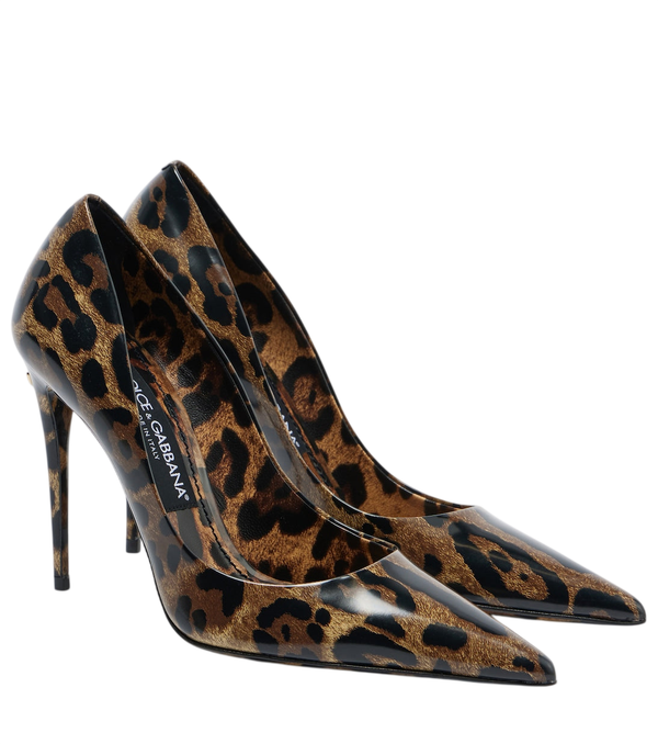 Dolce&Gabbana 105 leopard-print polished leather pumps