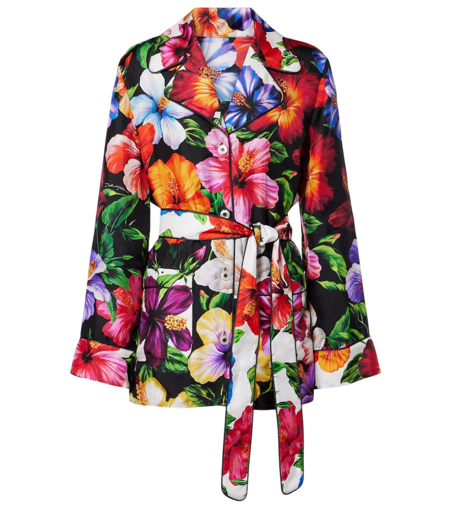 Dolce&Gabbana Belted floral silk shirt