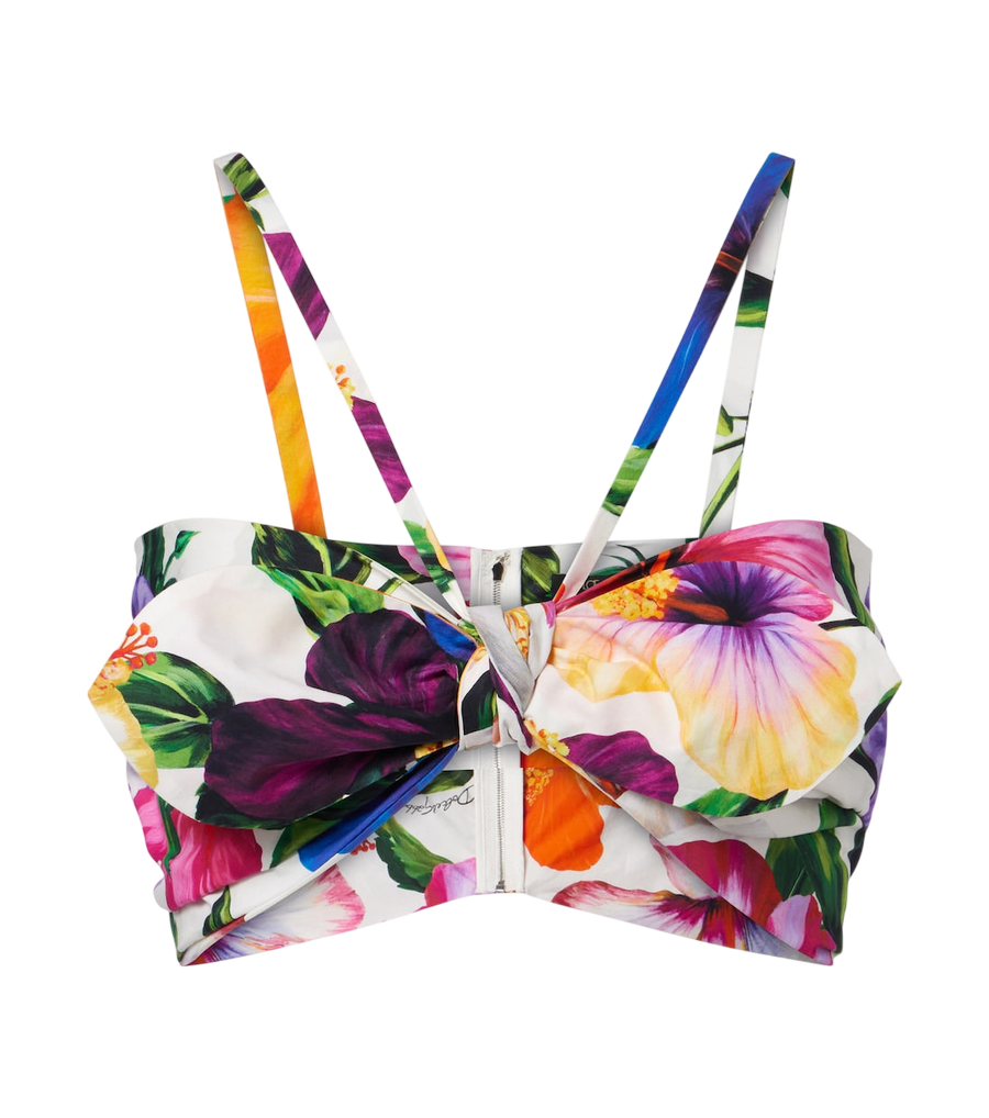 Dolce&Gabbana Reggiseno in cotone con dettaglio a fiocco e stampa floreale