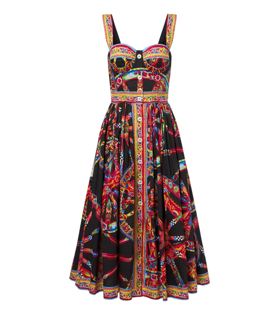 Robe midi en popeline de coton Carretto Dolce&Gabbana