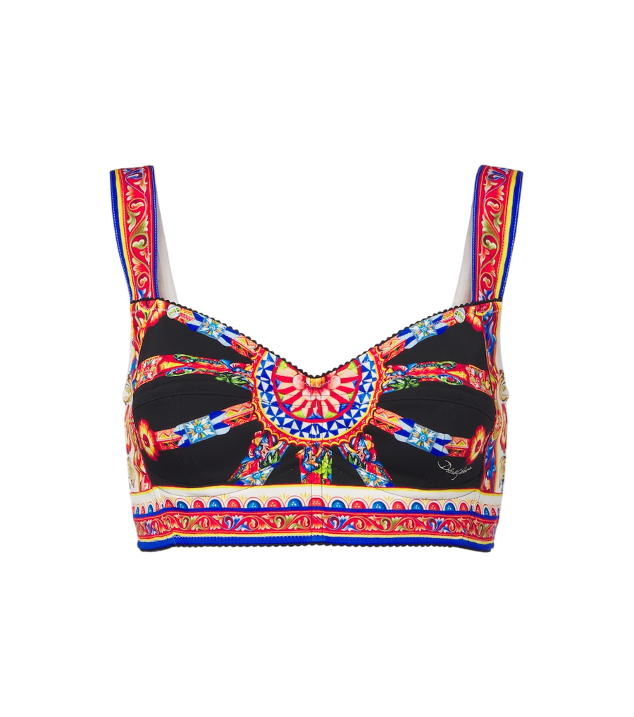 Top corto de charmeuse en mezcla de seda Carretto de Dolce&Gabbana
