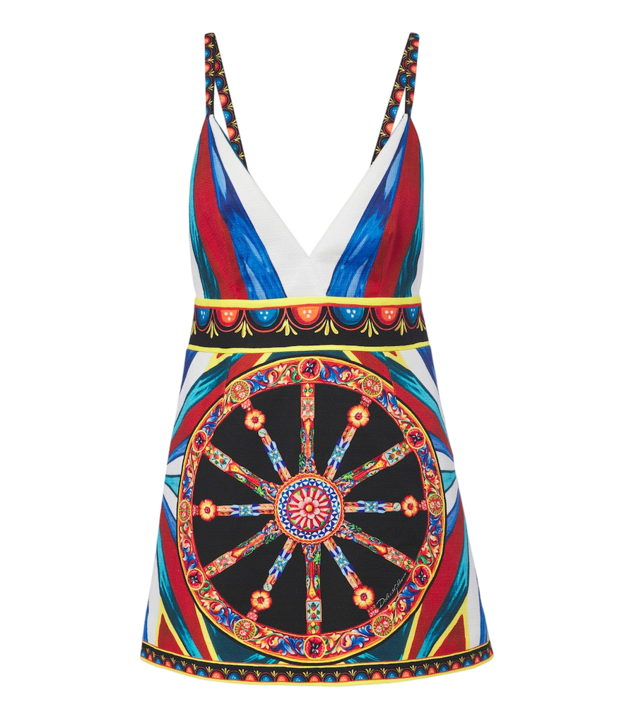 Haut court Dolce&Gabbana en mélange de soie motif Carretto