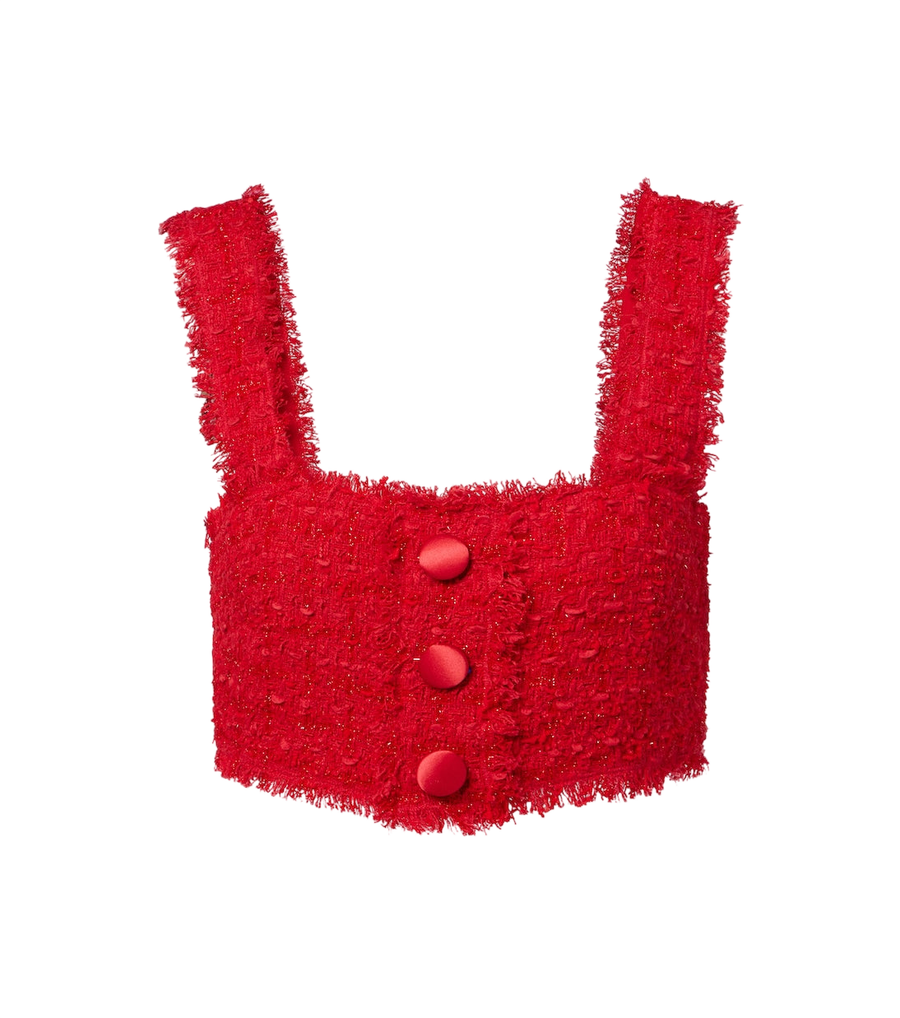 Top corto de bouclé en mezcla de algodón de Dolce&Gabbana