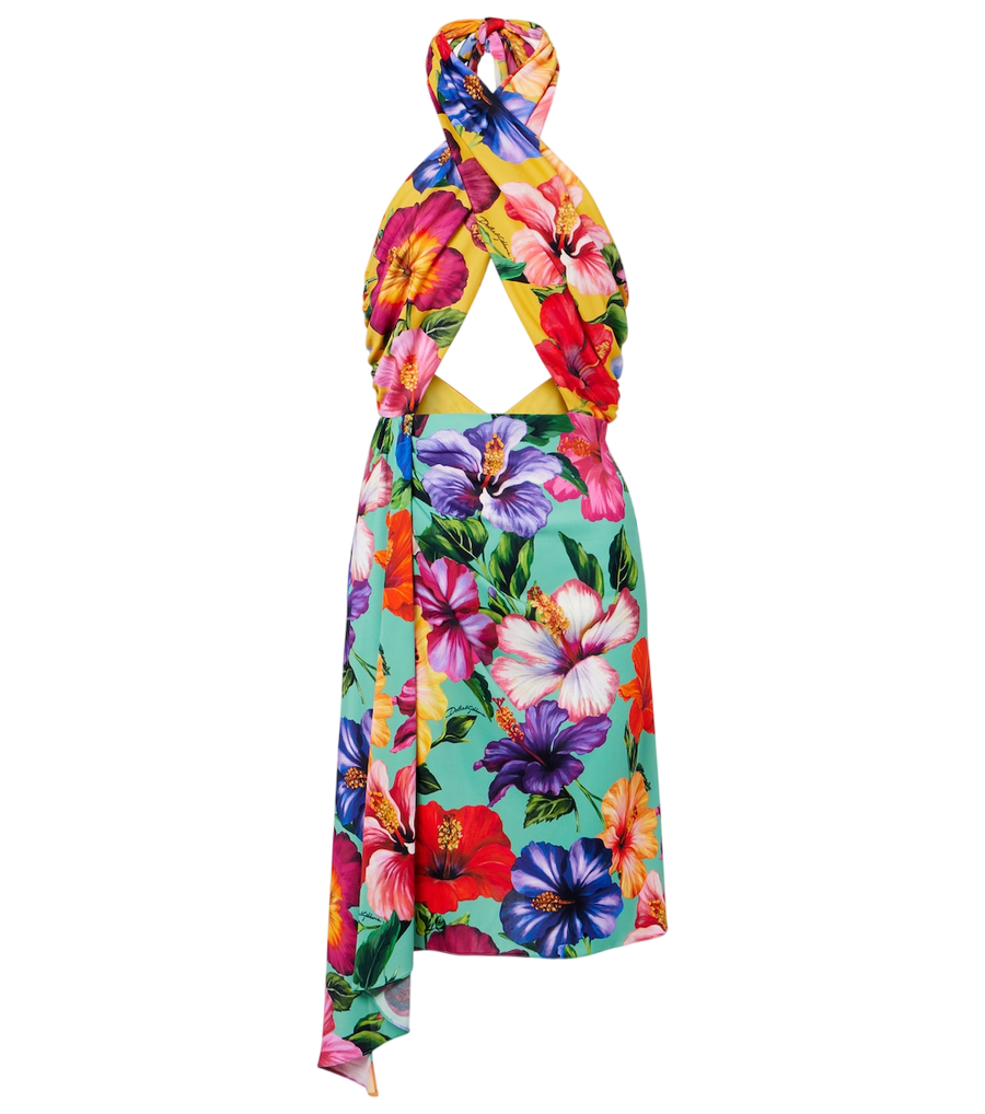Dolce&Gabbana Cutout floral halterneck minidress