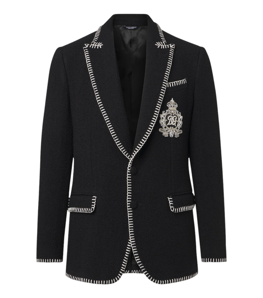 Dolce&Gabbana DG embellished wool-blend tweed blazer