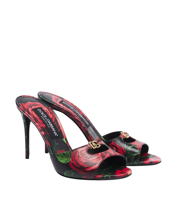 Dolce&Gabbana DG floral leather mules