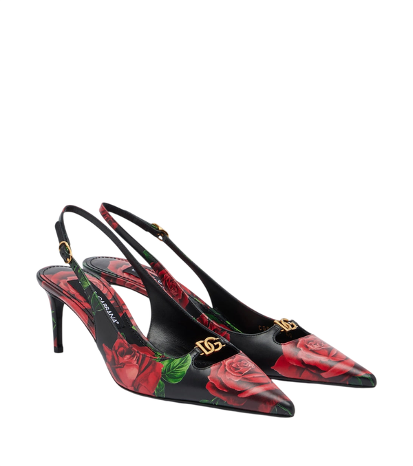 Dolce&Gabbana DG sapatos de salto slingback de couro floral