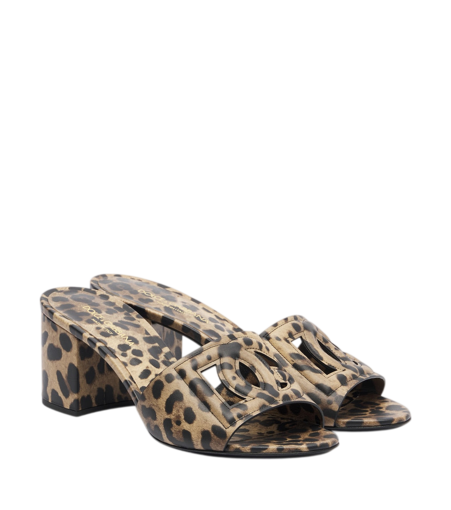 Dolce&Gabbana Mule in pelle con stampa leopardata DG