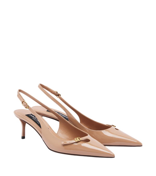 Dolce&Gabbana DG sapatos de salto slingback em couro envernizado