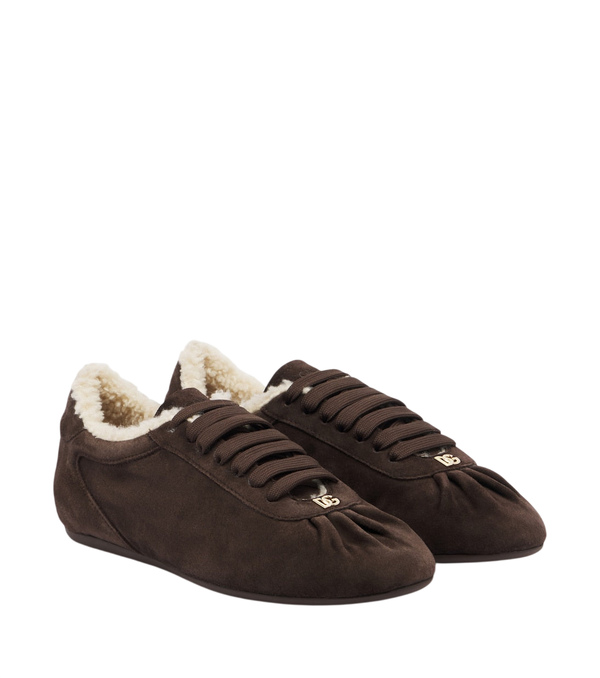 Dolce&Gabbana DG teddy-trimmed suede sneakers