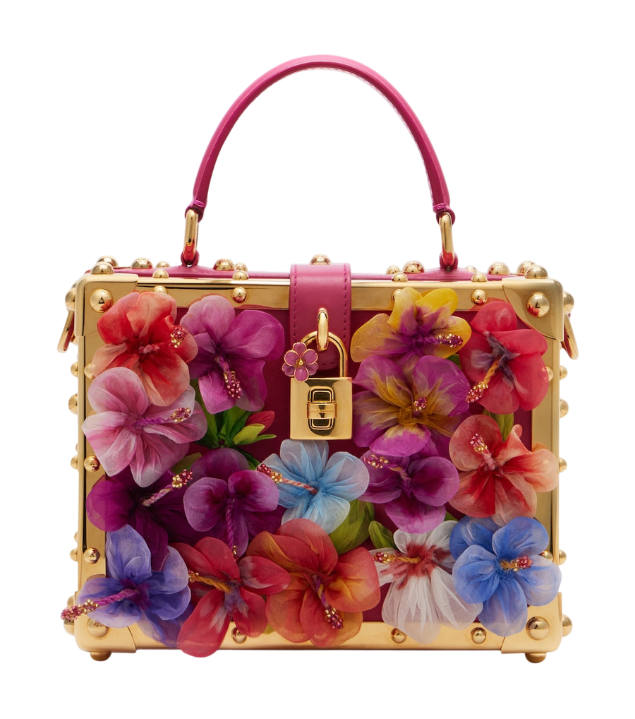 Dolce&Gabbana Dolce Box floral-appliqué leather box bag