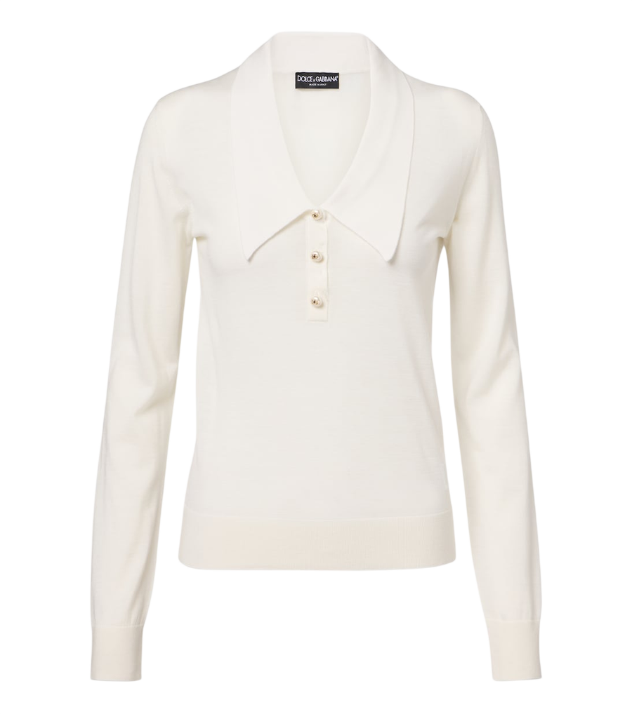 Dolce&Gabbana Embellished cashmere-blend polo sweater