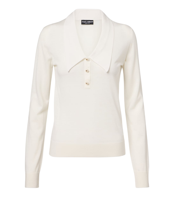 Dolce&Gabbana Embellished cashmere-blend polo sweater