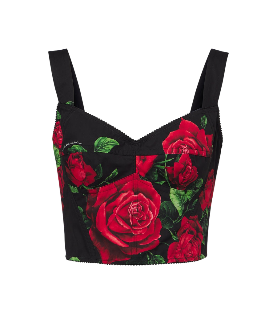 Bustier de mezcla de algodón con estampado floral de Dolce&Gabbana