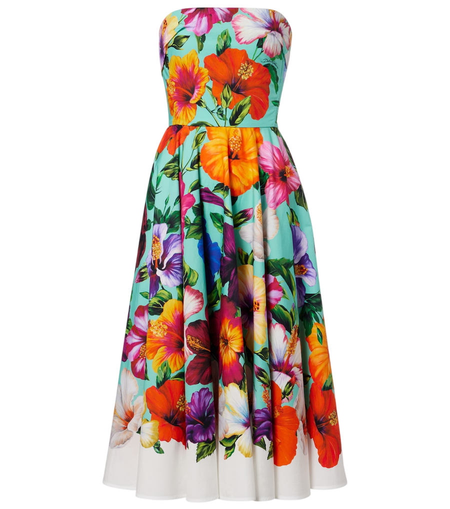 Dolce&Gabbana Floral cotton bustier dress