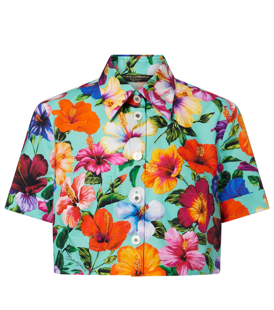 Haut court en coton à motif floral Dolce&Gabbana