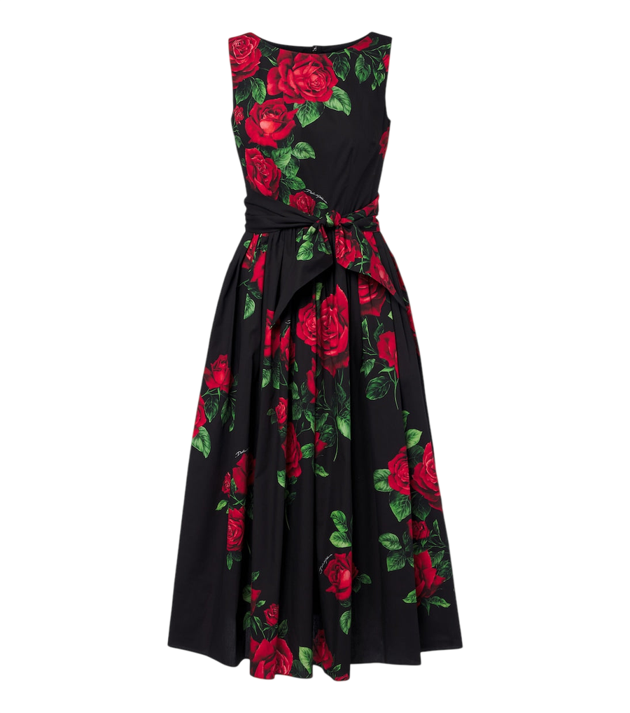 Vestido midi de algodón con estampado floral de Dolce&Gabbana