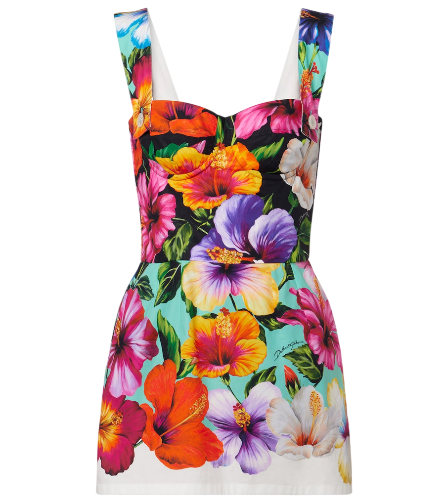 Mini-robe fleurie en coton Dolce&Gabbana