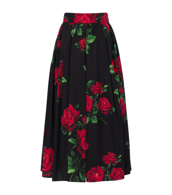 Dolce&Gabbana Saia midi floral em popeline de algodão