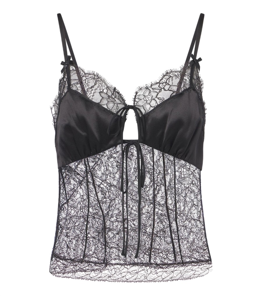 Haut en dentelle à finitions en satin Dolce&Gabbana