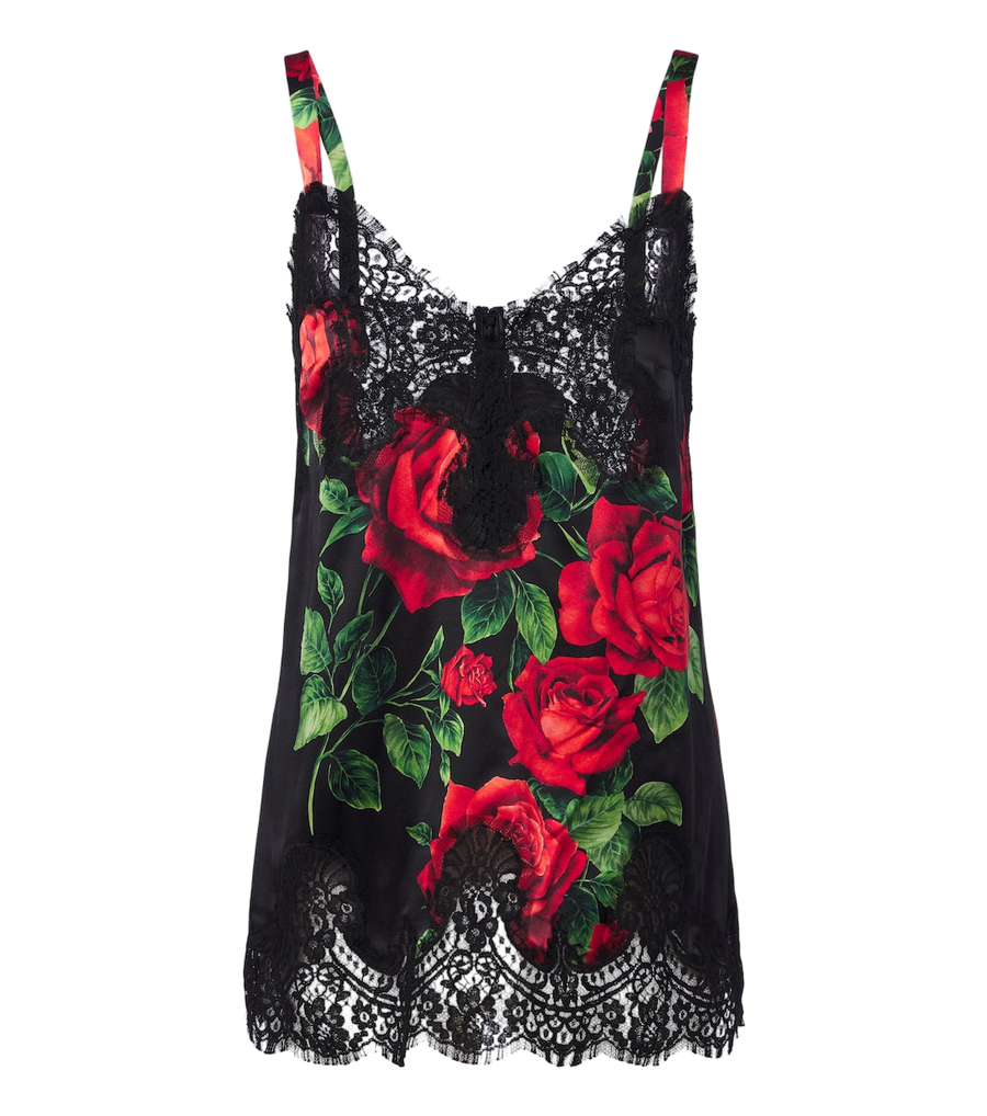 Dolce&Gabbana Floral silk and cotton-blend camisole
