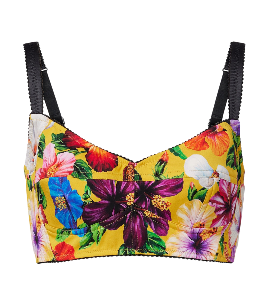 Dolce&Gabbana Floral silk-blend crop top