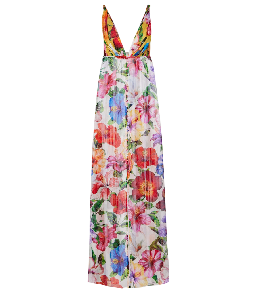 Top de chifón de seda floral de Dolce&Gabbana
