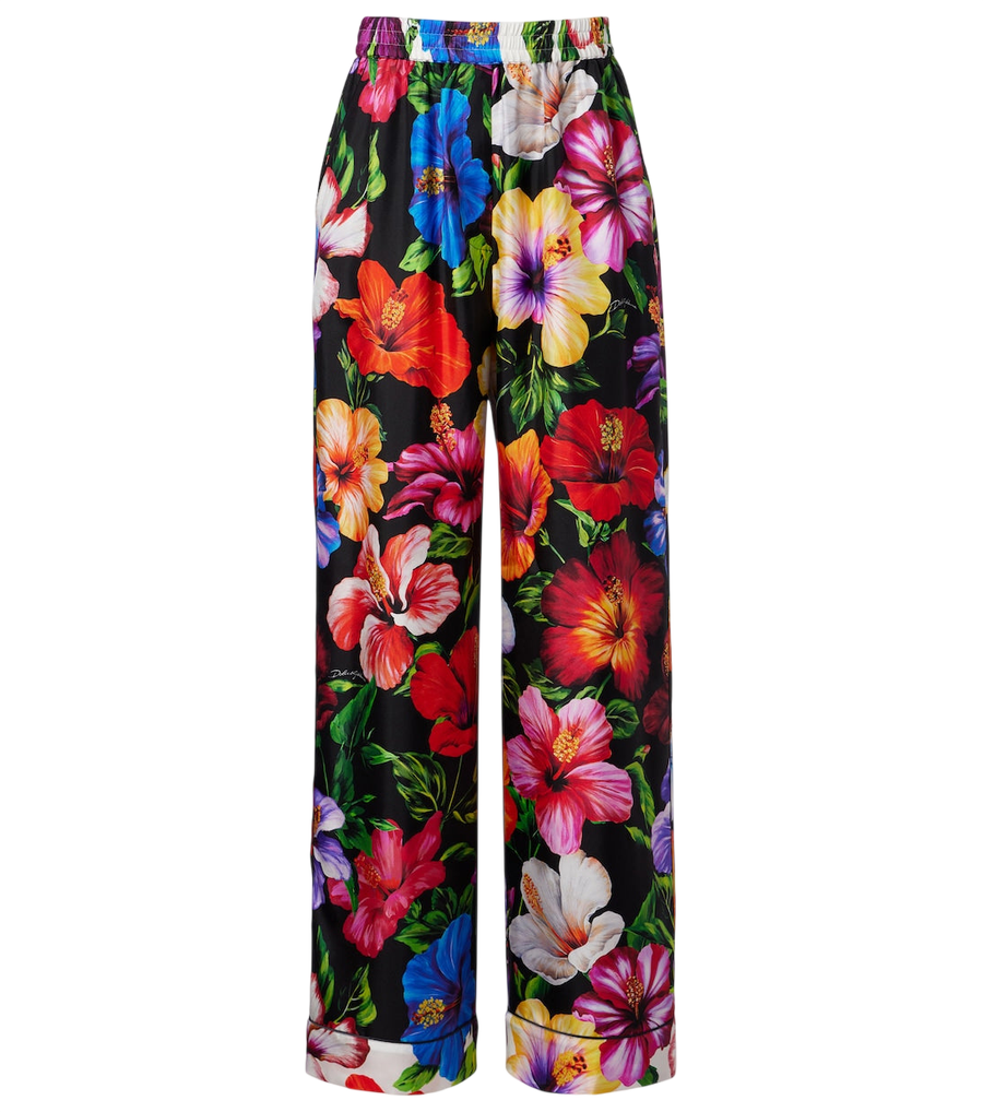 Dolce&Gabbana Floral silk wide-leg pants