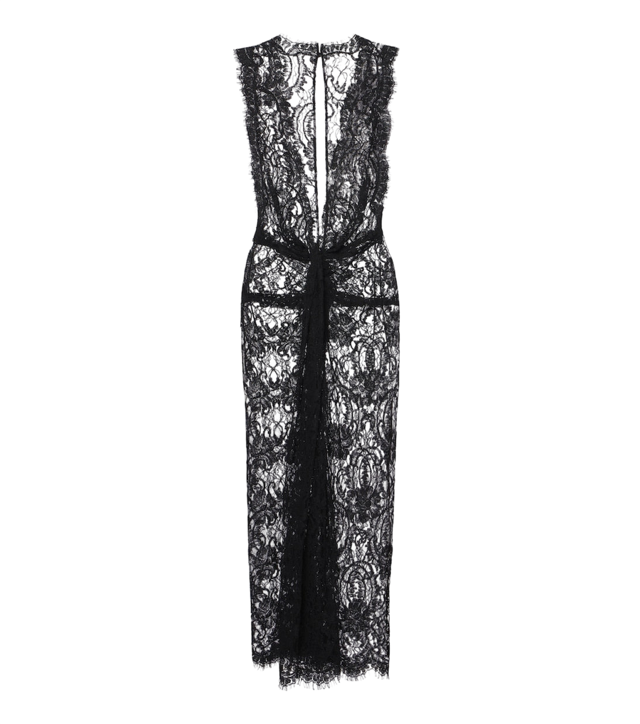 Dolce&Gabbana Robe midi froncée en dentelle de coton mélangé