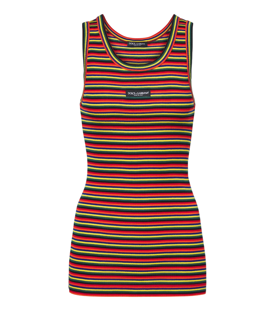 Camiseta de tirantes de punto a rayas en algodón de Dolce&Gabbana