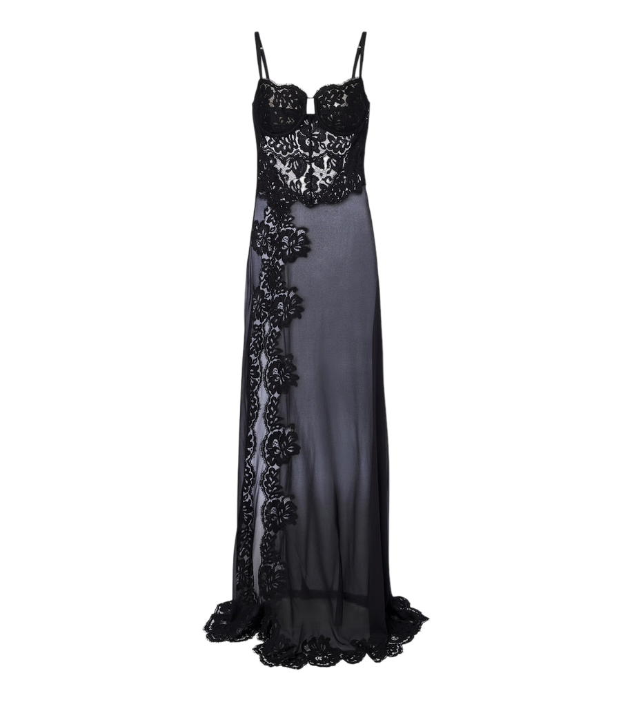 Dolce&Gabbana Lace-trimmed silk and and cotton-blend gown