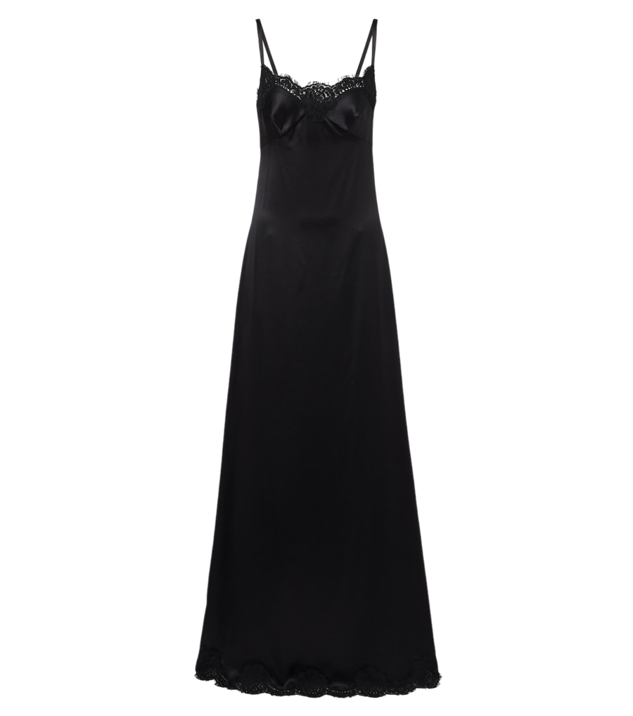 Vestido de gala Dolce&Gabbana de mezcla de seda y algodón con ribete de encaje
