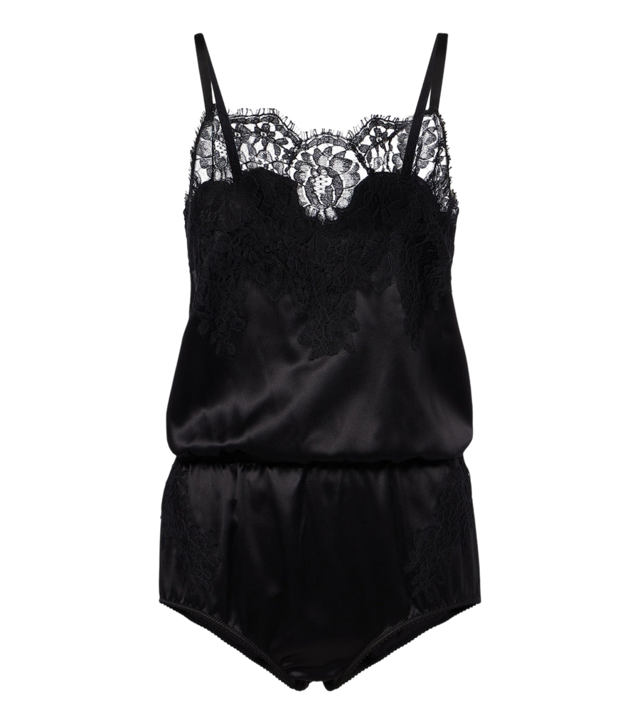 Combinaison Dolce&Gabbana en mélange de soie et coton à bordure en dentelle