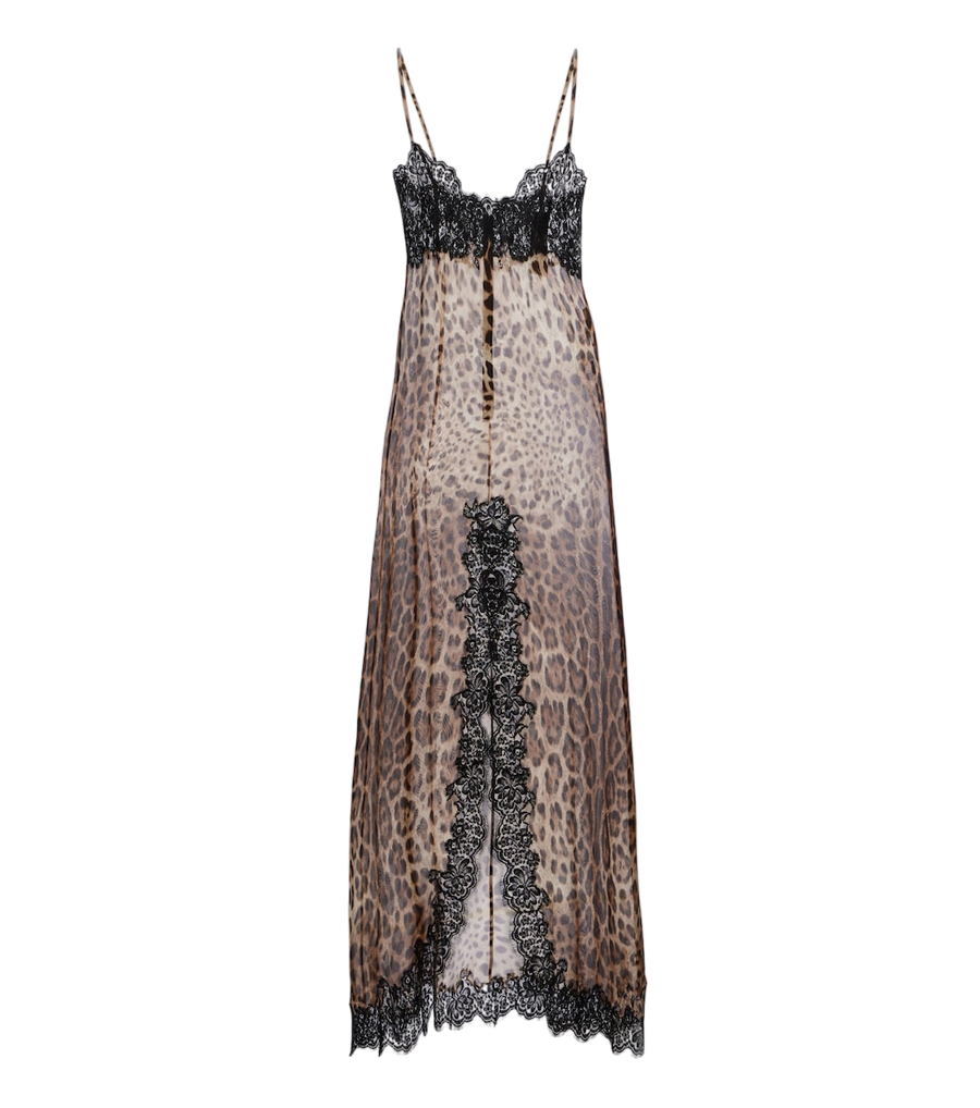 Robe nuisette Dolce&Gabbana en mousseline de mélange de soie à garniture en dentelle