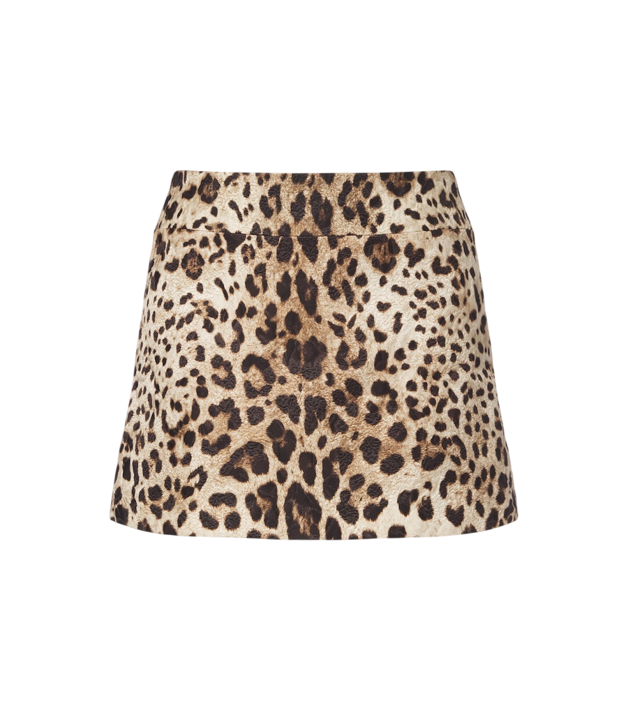 Dolce&Gabbana Leopard-print cotton and silk-blend miniskirt