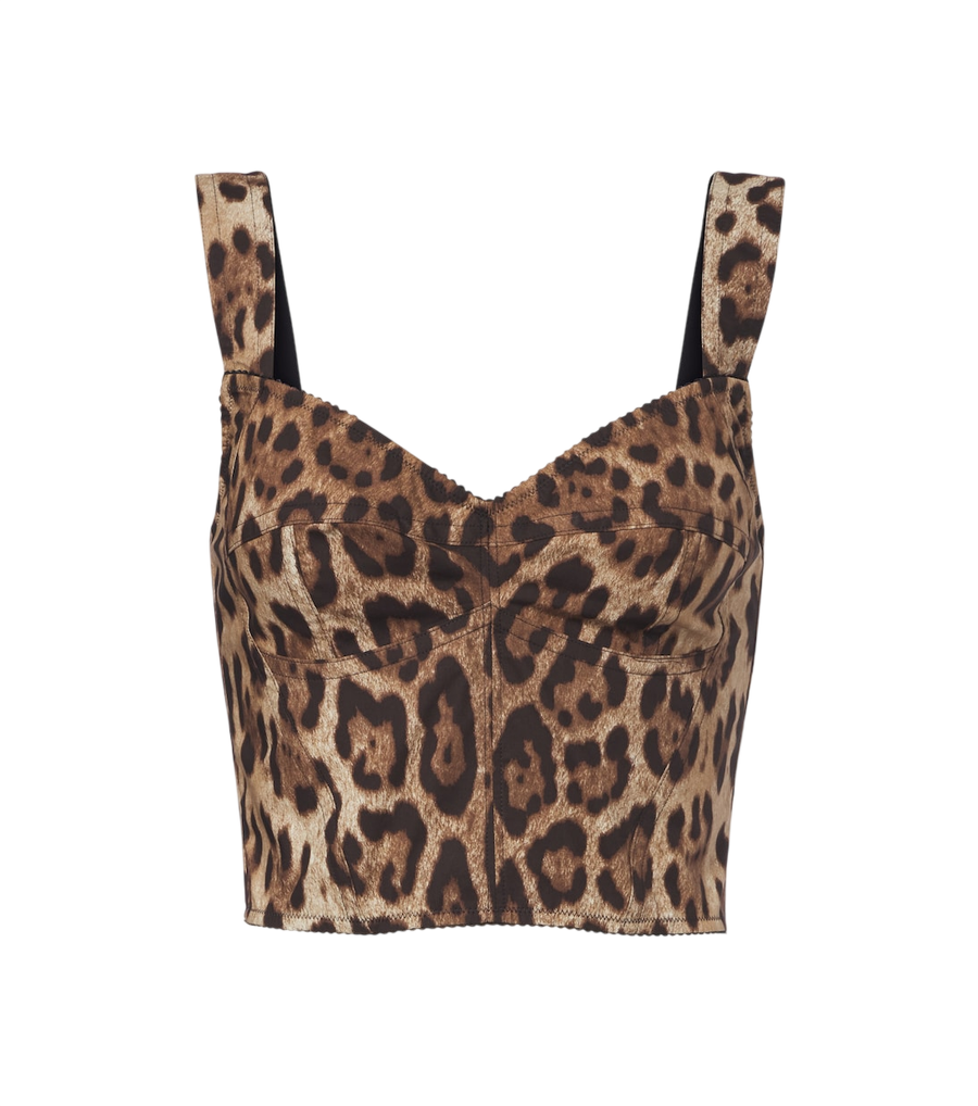 Haut bustier Dolce&Gabbana en mélange de coton à motif léopard