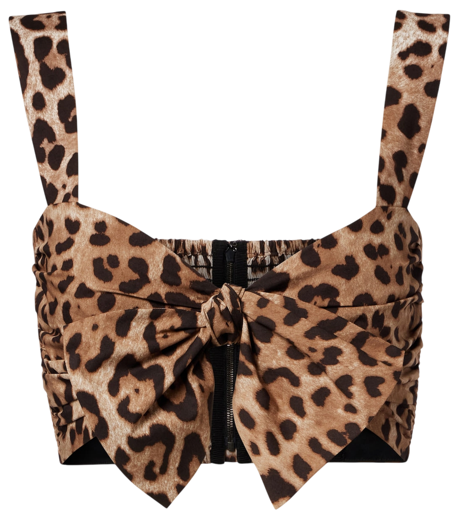 Top corto de algodón con estampado de leopardo de Dolce&Gabbana