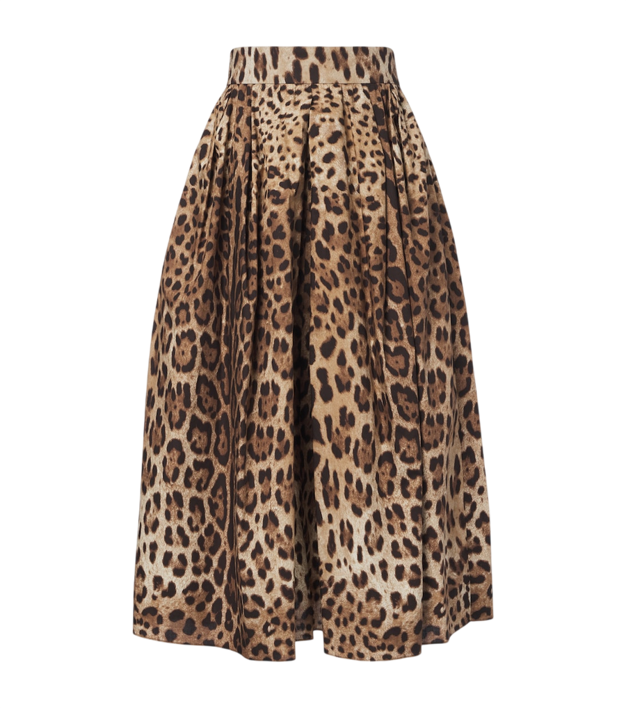 Dolce&Gabbana Leopard-print cotton midi skirt