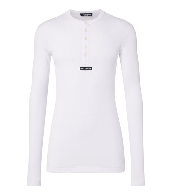 Dolce&Gabbana Logo ribbed-knit cotton Henley shirt