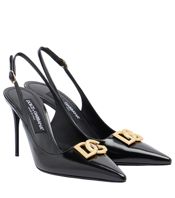 Dolce&Gabbana Lollo DG décolleté slingback in pelle verniciata