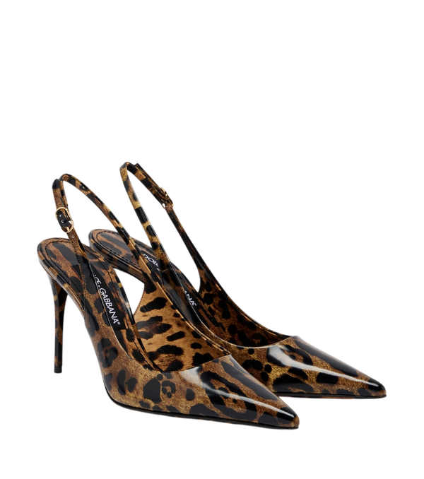 Dolce&Gabbana Lollo leopard-print leather slingback pumps