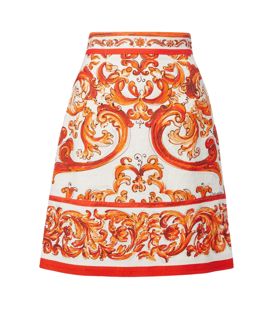 Dolce&Gabbana Minigonna in misto cotone e lino Majolica