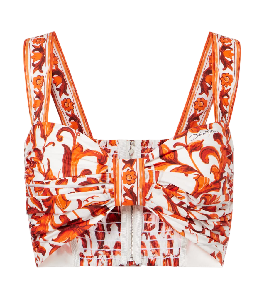 Haut court en popeline de coton Majolica Dolce&Gabbana