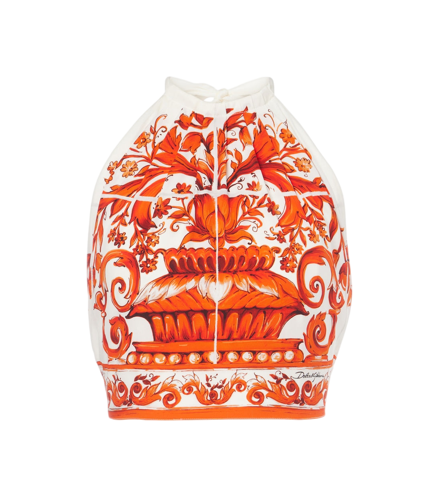Haut court Dolce&Gabbana en mélange de soie Majolica