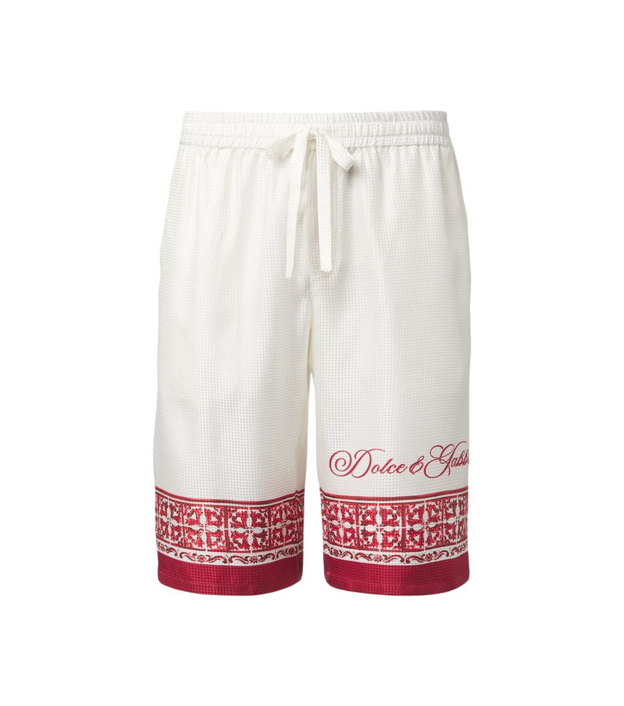 Dolce&Gabbana Majolica silk twill jacquard Bermuda shorts